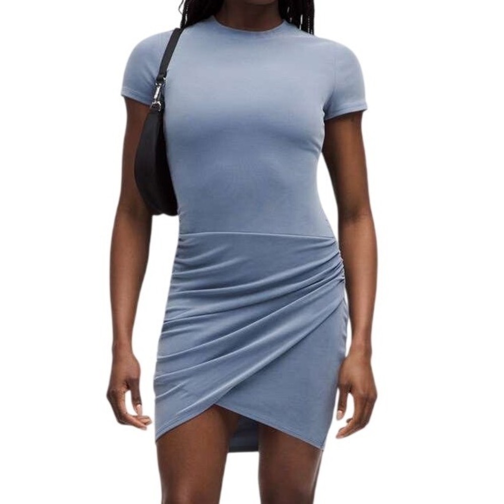 Lululemon‎ Womens Drapey Softstreme Wrap-Skirt T-Shirt Dress LW1FCMS Size Large